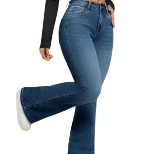 import placeholder for high waist flared denim jeans